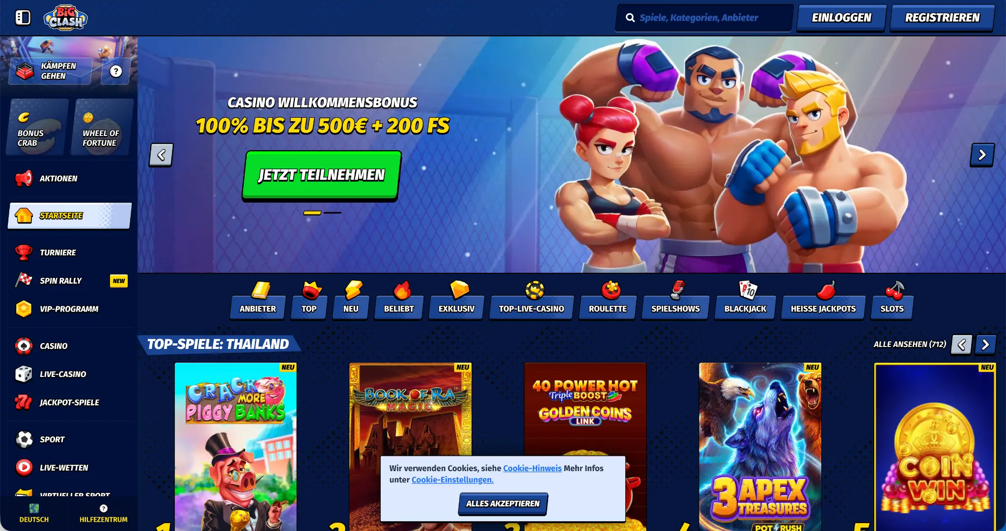 BigClash Startseite – Online Casino mit schneller Auszahlung