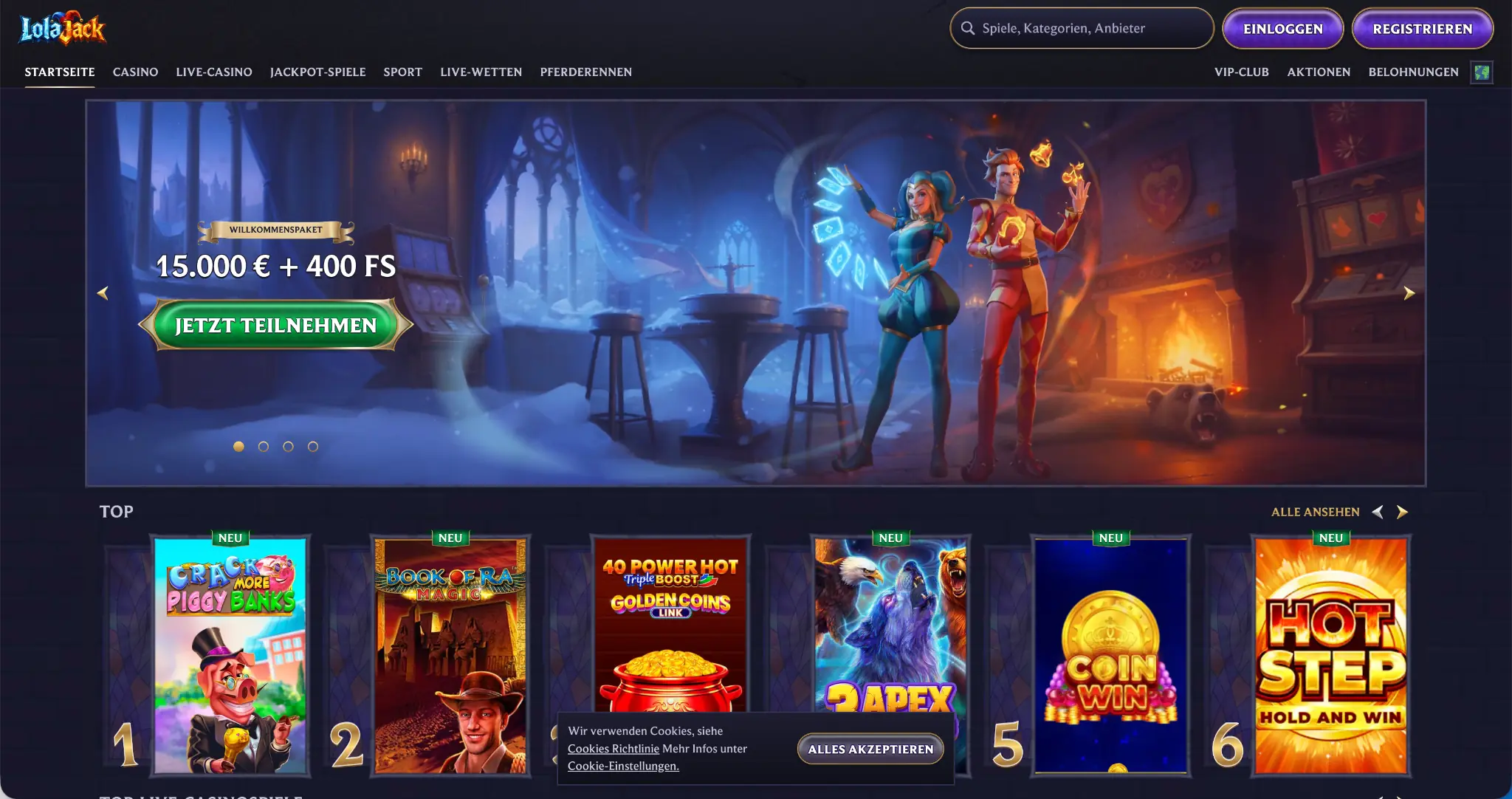 LolaJack Startseite – Online Casino mit schneller Auszahlung