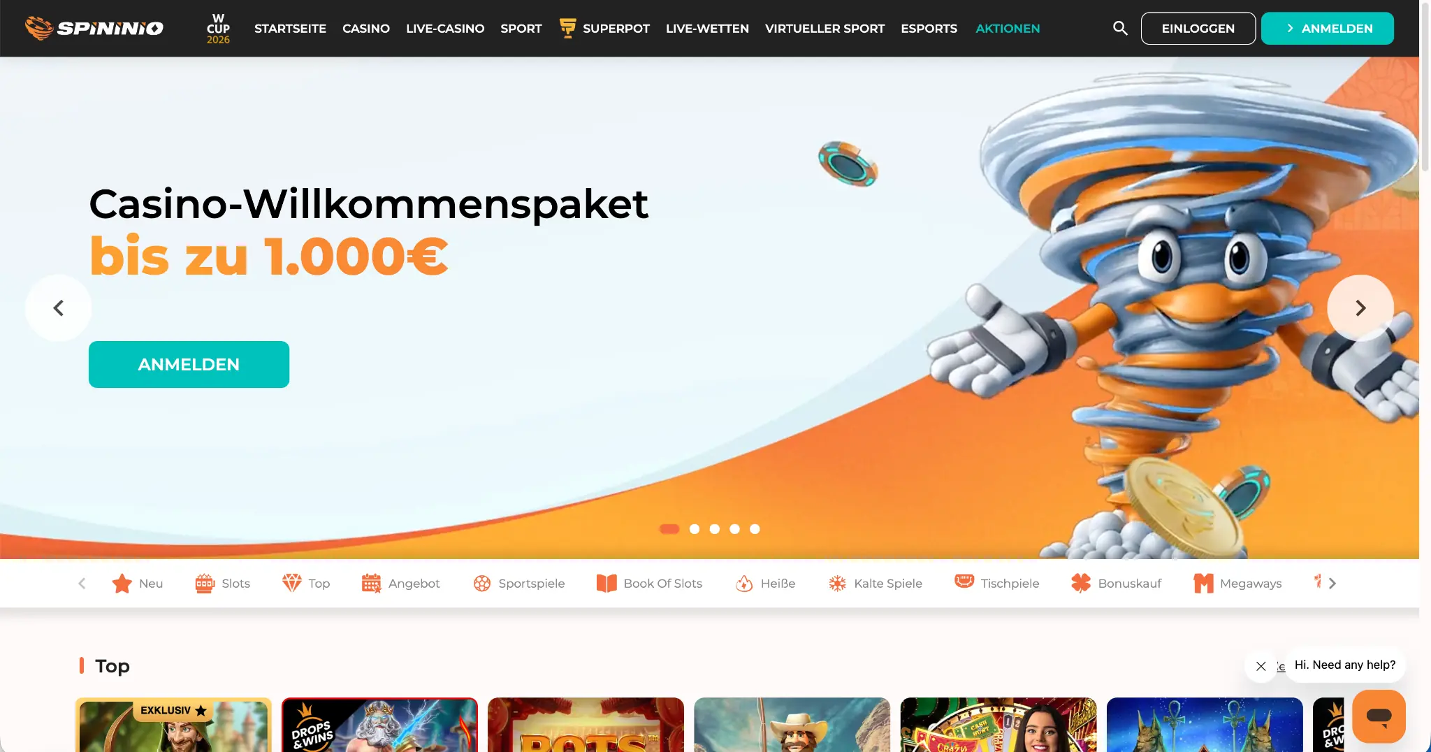 Spininio Startseite – Online Casino mit schneller Auszahlung