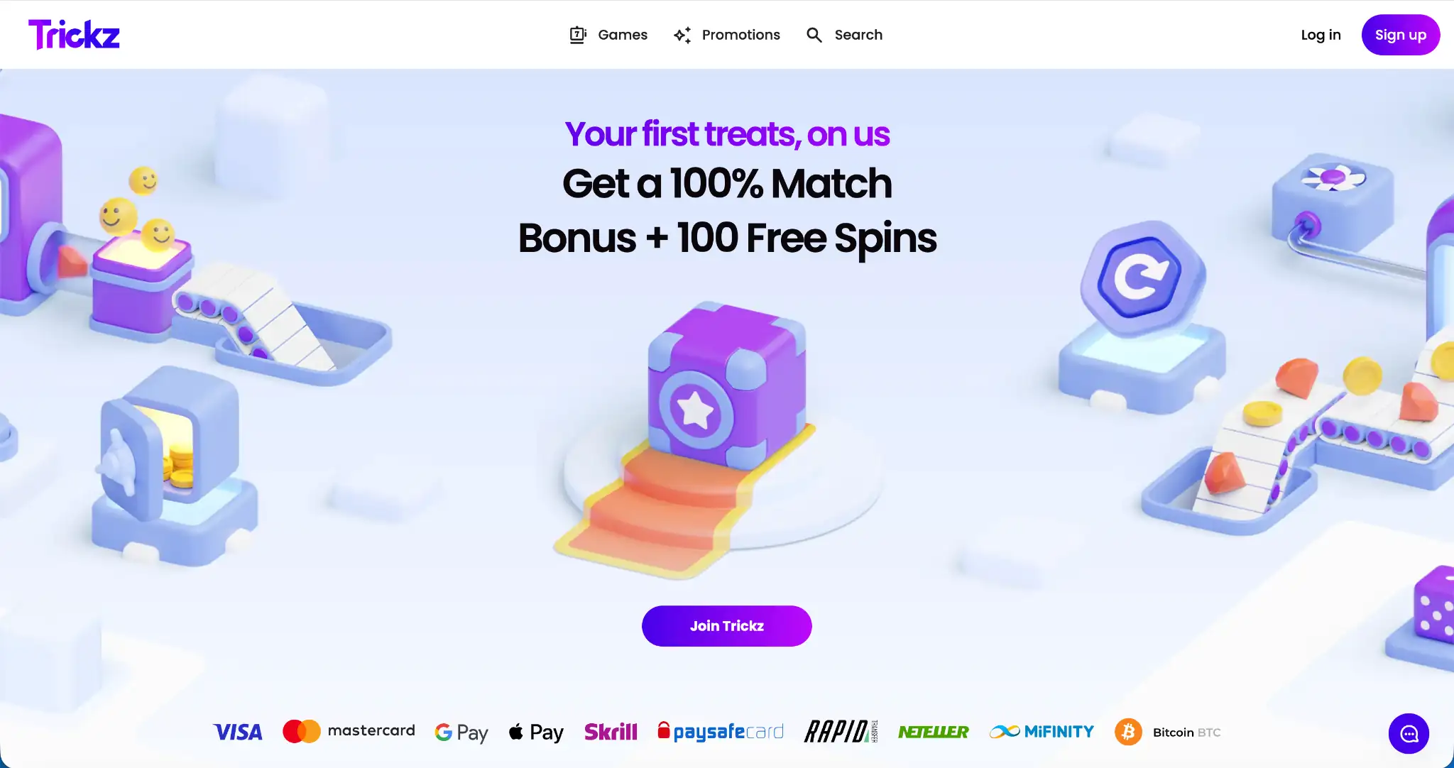 Page d’accueil de Trickz – casino en ligne avec retrait rapide
